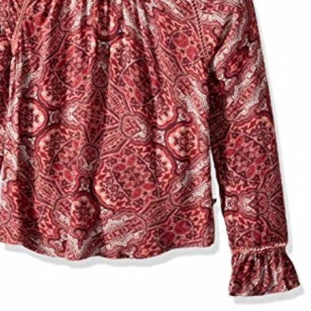 Lucky Brand Top Girls Skylar Smocked Peasant M L - Picture 4 of 4